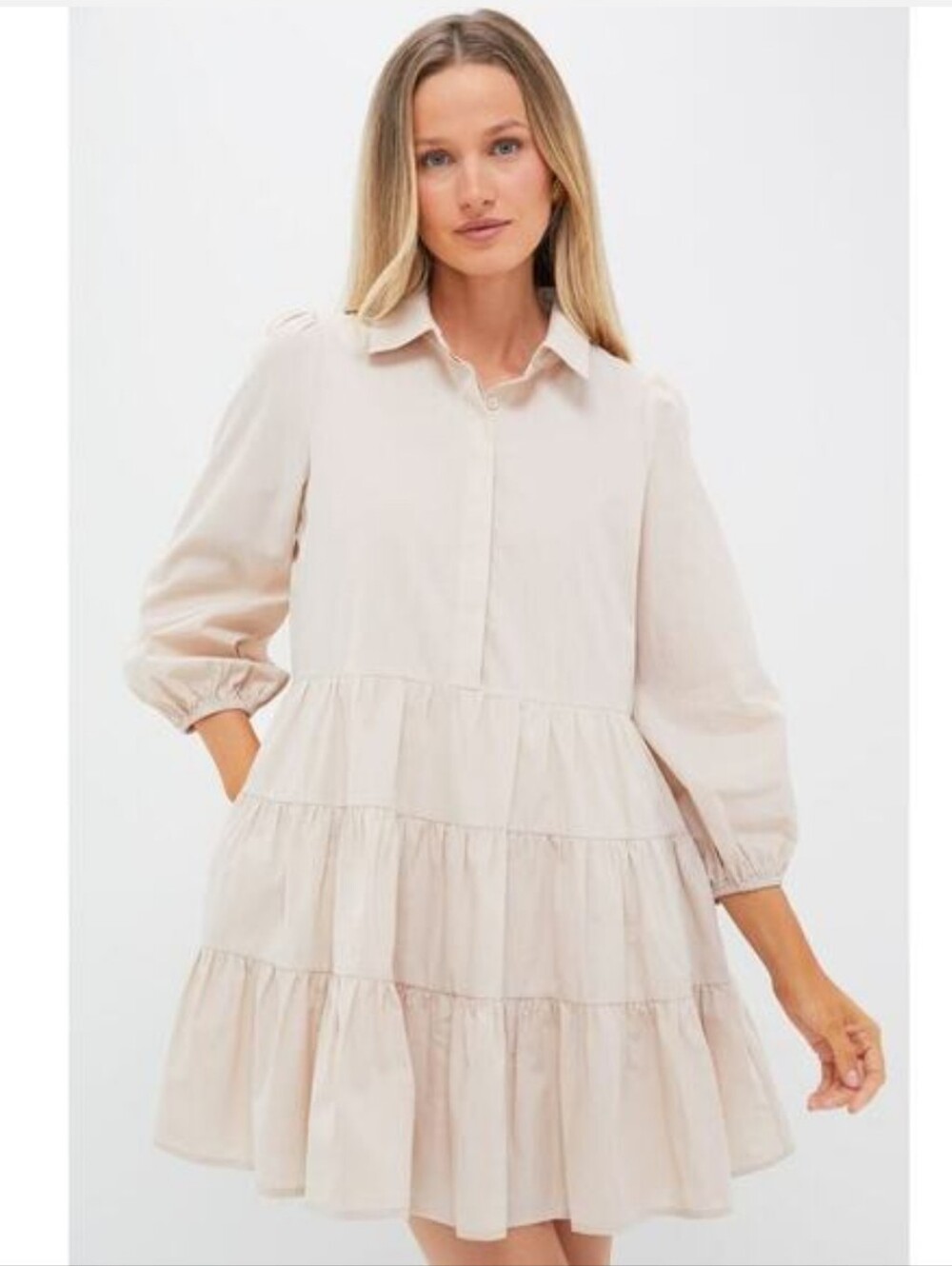 Tuckernuck Pomander Place Sandstone Mabel Mini Dress Tan Classic Preppy Size S